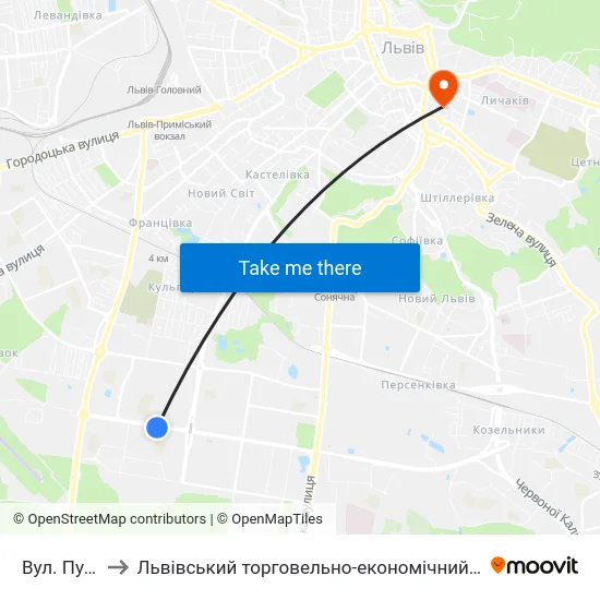 Вул. Пулюя to Львівський торговельно-економічний університет map
