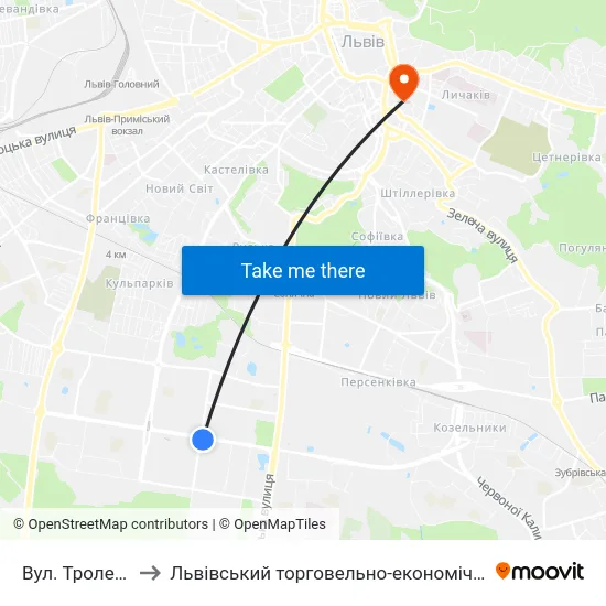 Вул. Тролейбусна to Львівський торговельно-економічний університет map