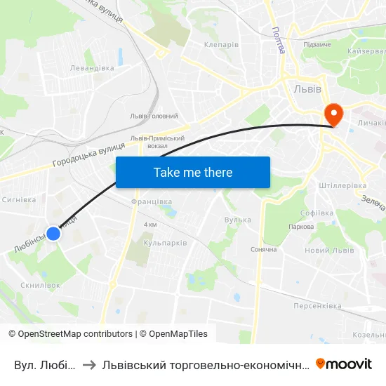 Вул. Любінська to Львівський торговельно-економічний університет map