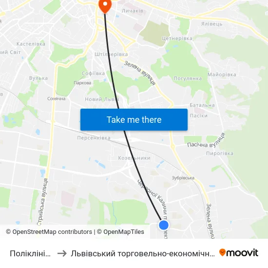 Поліклініка №4 to Львівський торговельно-економічний університет map