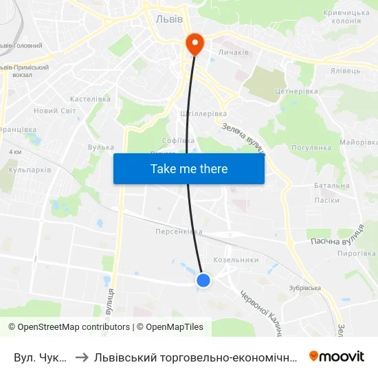 Вул. Чукаріна to Львівський торговельно-економічний університет map