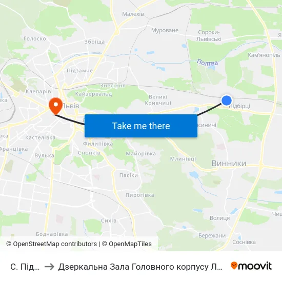 С. Підбірці to Дзеркальна Зала Головного корпусу ЛНУ ім. Івана Франка map