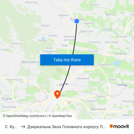 С. Куликів to Дзеркальна Зала Головного корпусу ЛНУ ім. Івана Франка map