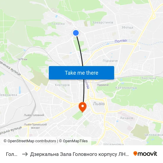 Голоско to Дзеркальна Зала Головного корпусу ЛНУ ім. Івана Франка map