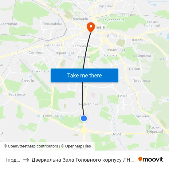 Іподром to Дзеркальна Зала Головного корпусу ЛНУ ім. Івана Франка map