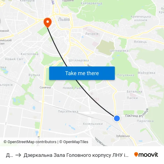 Дбк to Дзеркальна Зала Головного корпусу ЛНУ ім. Івана Франка map