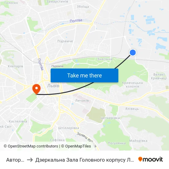 Авторинок to Дзеркальна Зала Головного корпусу ЛНУ ім. Івана Франка map