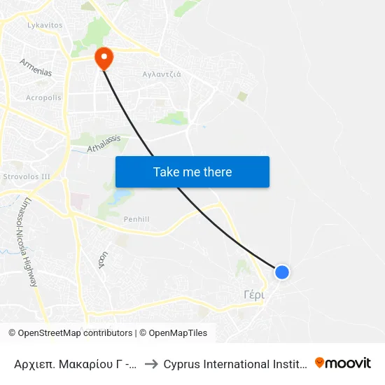 Αρχιεπ. Μακαρίου Γ - Αρχαίας Λύδρας to Cyprus International Institute Of Management map