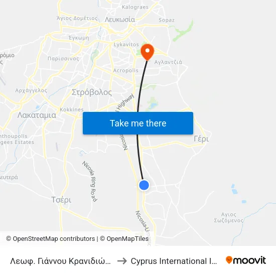 Λεωφ. Γιάννου Κρανιδιώτη - Μεγάλου Αλεξάνδρου to Cyprus International Institute Of Management map