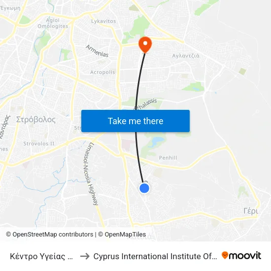Κέντρο Υγείας Λατσιών to Cyprus International Institute Of Management map