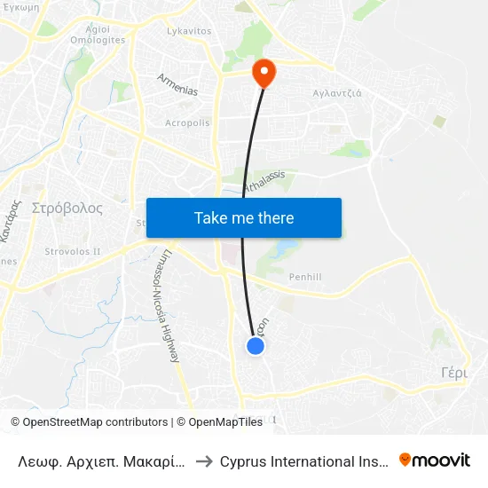 Λεωφ. Αρχιεπ. Μακαρίου Γ - Πέτρου Ηλιάδη to Cyprus International Institute Of Management map