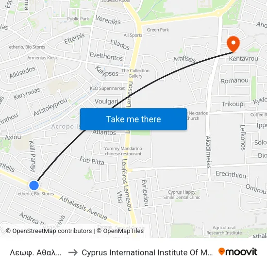 Λεωφ. Αθαλάσσας to Cyprus International Institute Of Management map