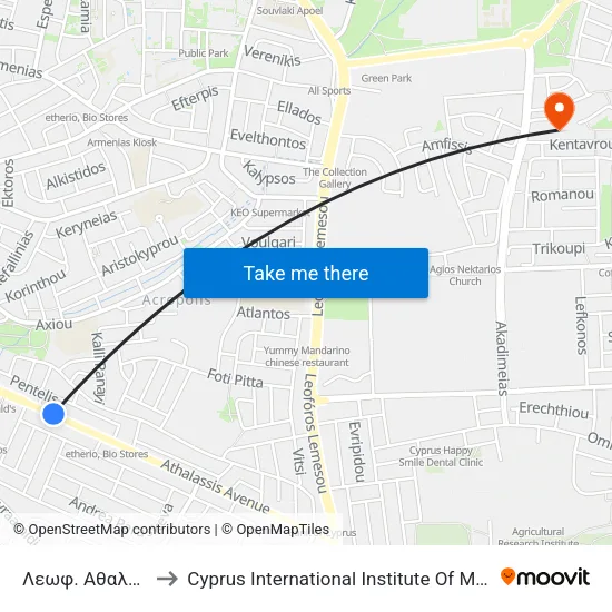 Λεωφ. Αθαλάσσας to Cyprus International Institute Of Management map