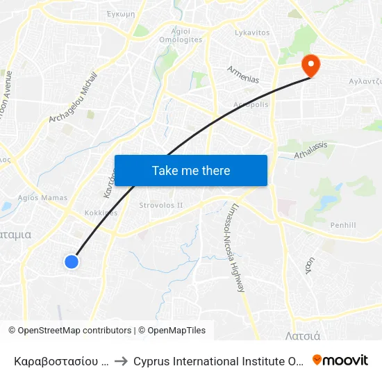 Καραβοστασίου - Άσσιας to Cyprus International Institute Of Management map