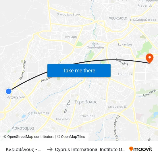 Κλεισθένους - Μύρωνος to Cyprus International Institute Of Management map