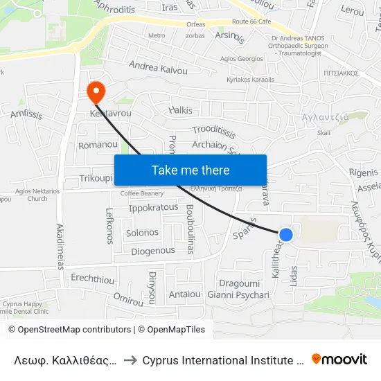 Λεωφ. Καλλιθέας - Εγνατίας to Cyprus International Institute Of Management map