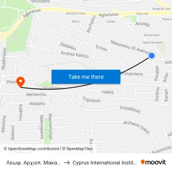 Λεωφ. Αρχιεπ. Μακαρίου Γ - Καβάλας to Cyprus International Institute Of Management map