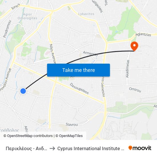 Περικλέους - Ανδροκλέους to Cyprus International Institute Of Management map