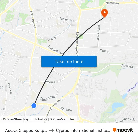 Λεωφ. Σπύρου Κυπριανού - Βικέλα to Cyprus International Institute Of Management map