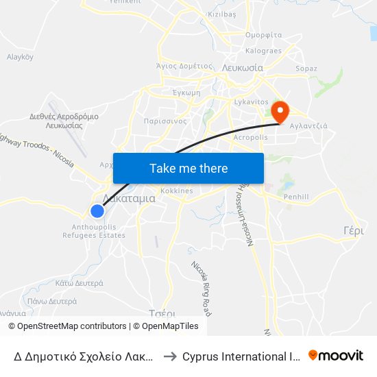 Αιγαίου to Cyprus International Institute Of Management map