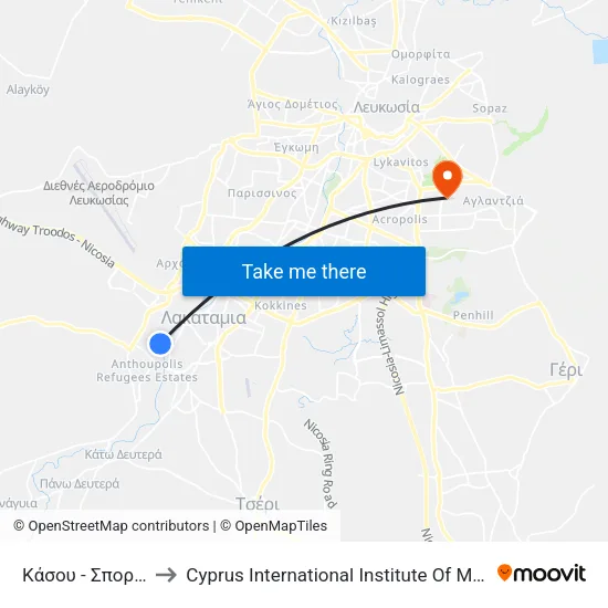 Κάσου - Σποράδων to Cyprus International Institute Of Management map