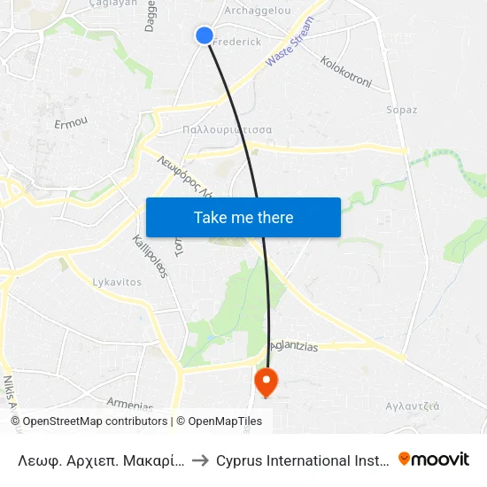 Λεωφ. Αρχιεπ. Μακαρίου Γ - Ναπολέοντος to Cyprus International Institute Of Management map
