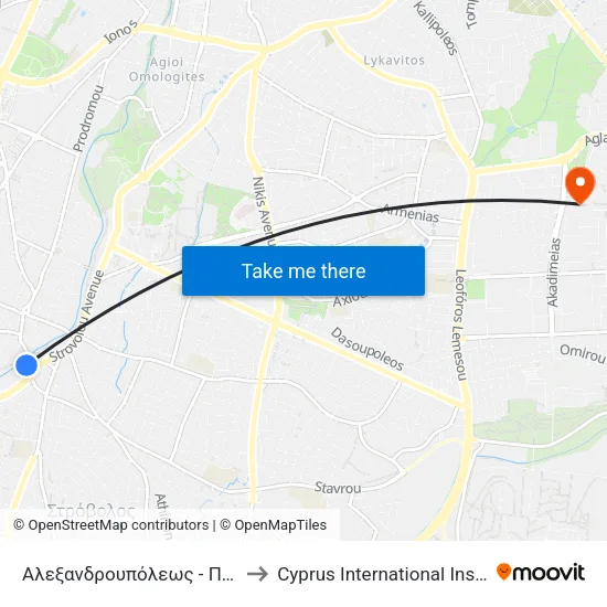 Αλεξανδρουπόλεως - Πεζόδρομος Πεδιαίου 2 to Cyprus International Institute Of Management map