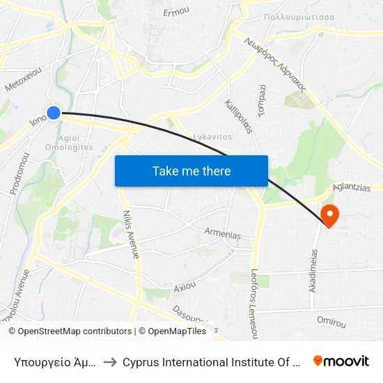 Υπουργείο Άμυνας 1 to Cyprus International Institute Of Management map