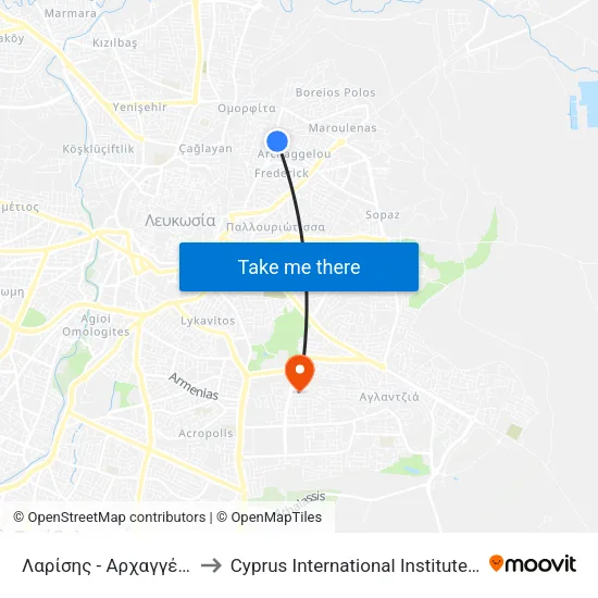 Λαρίσης - Αρχαγγέλου Μιχαήλ to Cyprus International Institute Of Management map