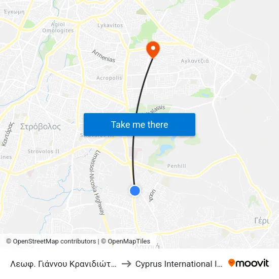 Λεωφ. Γιάννου Κρανιδιώτη - Νότιος Κυκλικός Κόμβος to Cyprus International Institute Of Management map