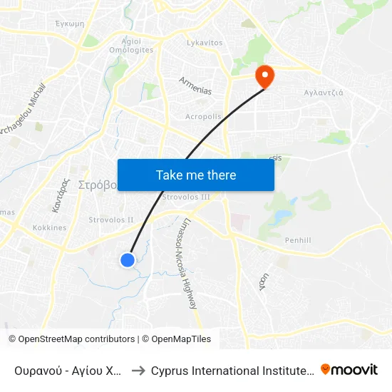 Ουρανού -  Αγίου Χαραλάμπους to Cyprus International Institute Of Management map