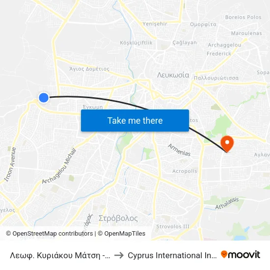 Λεωφ. Κυριάκου Μάτση - Βασιλίσσης Φρειδερίκης to Cyprus International Institute Of Management map