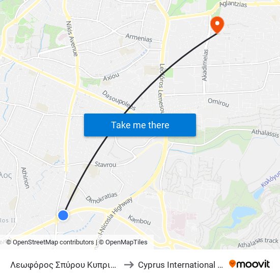 Λεωφ. Σπύρου Κυπριανού to Cyprus International Institute Of Management map