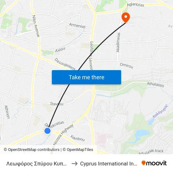 Λεωφόρος Σπύρου Κυπριανού - Άγιος Θέρισσος to Cyprus International Institute Of Management map