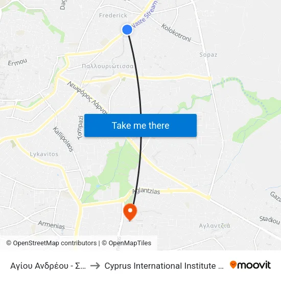 Αγίου Ανδρέου - Σωκράτους to Cyprus International Institute Of Management map