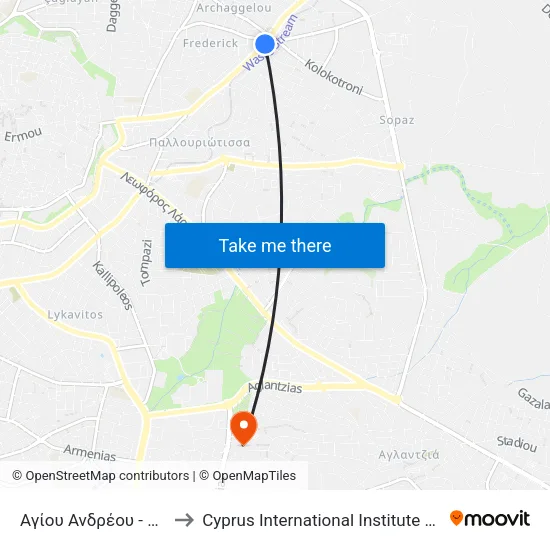 Αγίου Ανδρέου - Ηρακλείου to Cyprus International Institute Of Management map