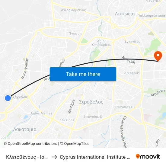 Κλεισθένους - Ισοκράτους to Cyprus International Institute Of Management map