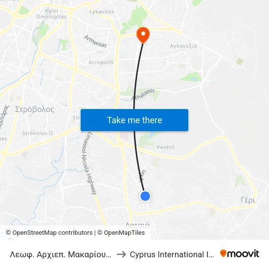 Λεωφ. Αρχιεπ. Μακαρίου Γ - Χριστοδούλου Εγγλέζου to Cyprus International Institute Of Management map