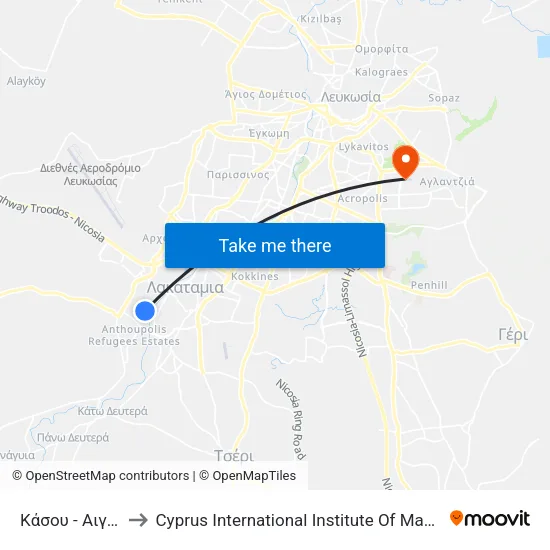 Κάσου - Αιγαίου to Cyprus International Institute Of Management map