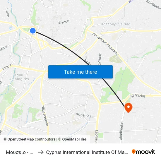 Μουσείο - Θ.Ο.Κ to Cyprus International Institute Of Management map