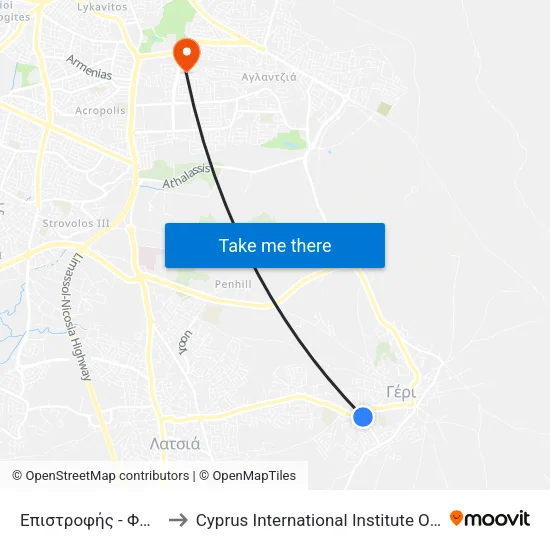 Επιστροφής - Φώτη Πίιτα to Cyprus International Institute Of Management map