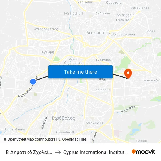 Β Δημοτικό Σχολείο Έγκωμης 2 to Cyprus International Institute Of Management map