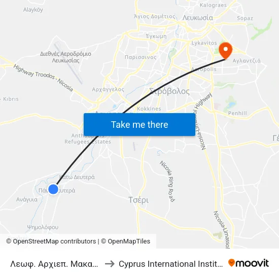 Λεωφ. Αρχιεπ. Μακαρίου Γ - Ομονοίας to Cyprus International Institute Of Management map