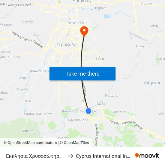 Εκκλησία Χρυσοσώτηρος - Λεωφόρος Ειρήνης to Cyprus International Institute Of Management map