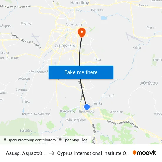 Λεωφ. Λεμεσού - Ηρώων to Cyprus International Institute Of Management map