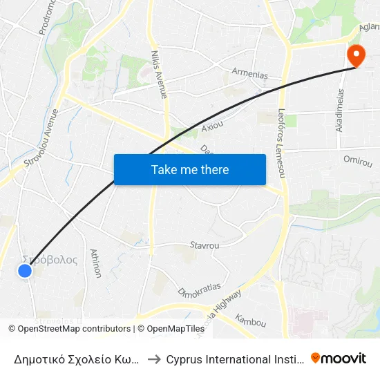 Δημοτικό Σχολείο Κωνσταντινουπόλεως to Cyprus International Institute Of Management map