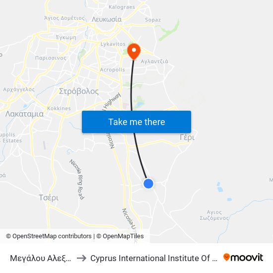 Μεγάλου Αλεξάνδρου to Cyprus International Institute Of Management map