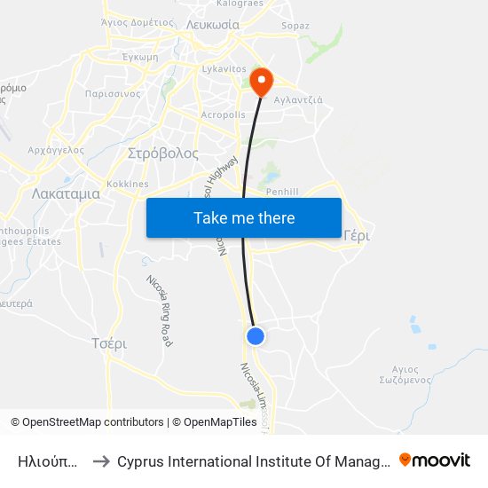 Ηλιούπολη to Cyprus International Institute Of Management map