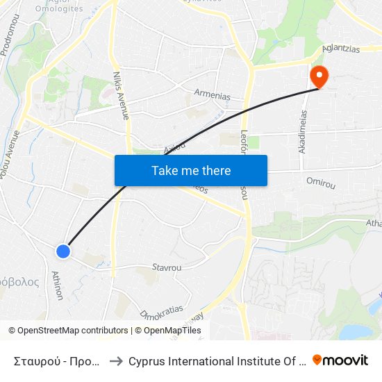 Σταυρού - Προμηθέως to Cyprus International Institute Of Management map