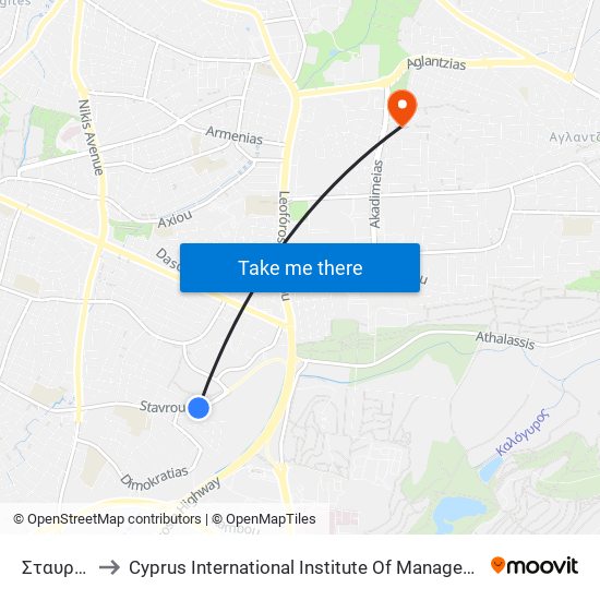 Σταυρού to Cyprus International Institute Of Management map